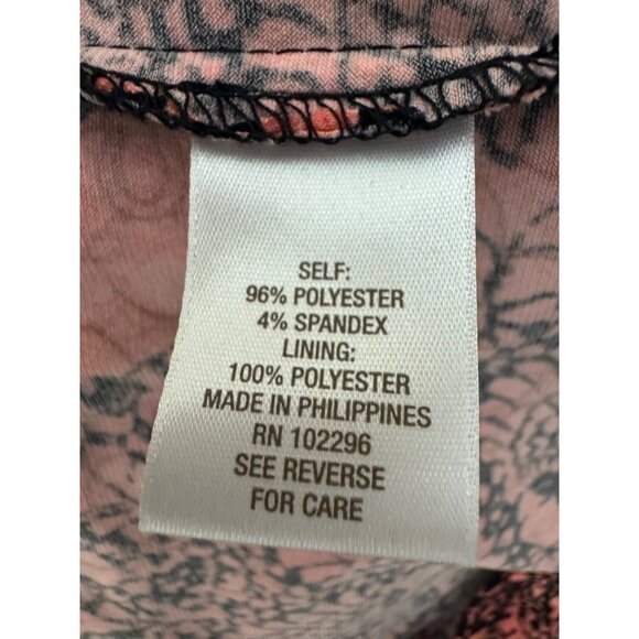 Dressbarn Coral Black Medallion Print Draped Ruched Sheath Dress Size 14 Summer - Picture 5 of 7